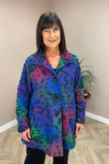 Red and Olive 3D Patterned Abstract Jacket