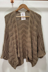 Mocha Wavy Crochet Cardigan