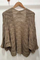 Mocha Wavy Crochet Cardigan