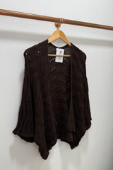 Chocolate Brown Wavy Crochet Cardigan