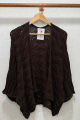 Chocolate Brown Wavy Crochet Cardigan