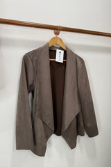 Taupe Suedette Waterfall Jacket