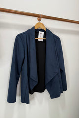 Navy Blue Suedette Waterfall Jacket