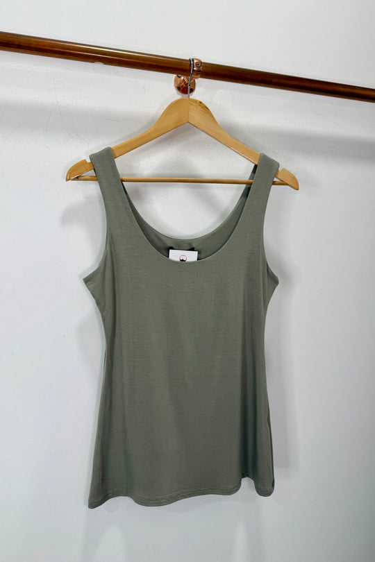 Khaki Zara Stretchy Basic Vest Top