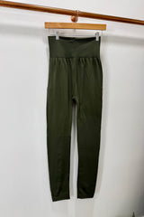 Khaki Green Fleece Lined Leggings