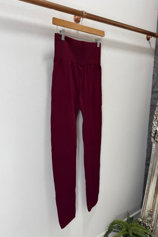 Burgundy Fleece Lined Leggings
