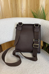 Chocolate Brown Faux Leather Satchel Bag