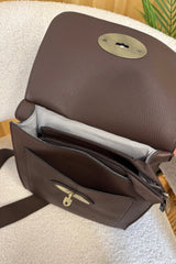 Chocolate Brown Faux Leather Satchel Bag
