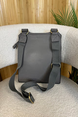 Slate Grey Faux Leather Satchel Bag