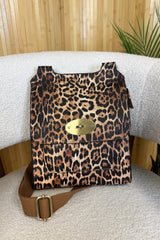 Leopard Faux Leather Satchel Bag