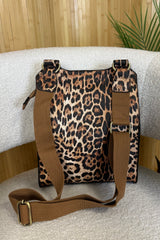 Leopard Faux Leather Satchel Bag