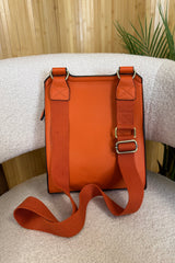 Orange Faux Leather Satchel Bag