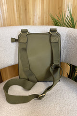Khaki Faux Leather Satchel Bag