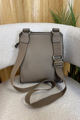 Taupe Faux Leather Satchel Bag