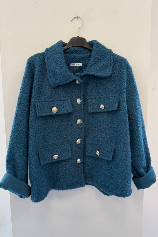 Teal Boucle Designer Inspired Jacket