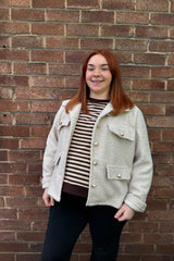 Dusky Pink Boucle Designer Inspired Jacket