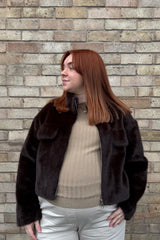 Deep Chocolate Faux Fur Jacket