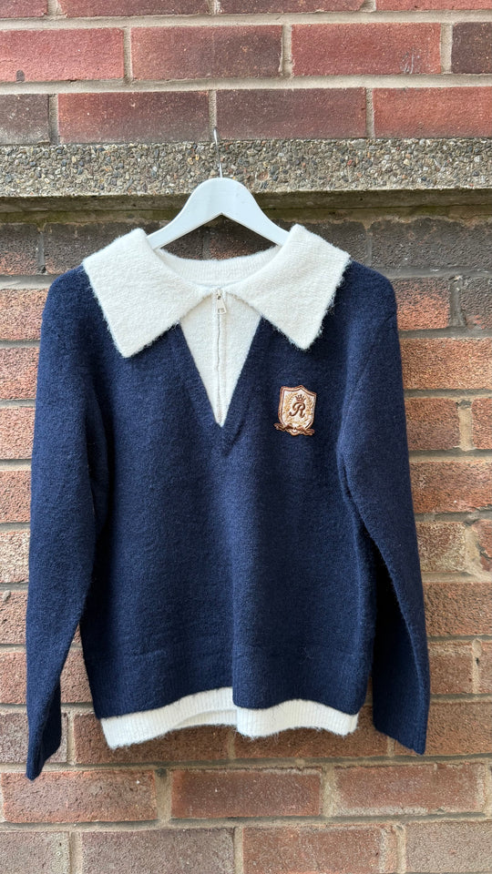 Navy Heritage Crest Knit Sweater