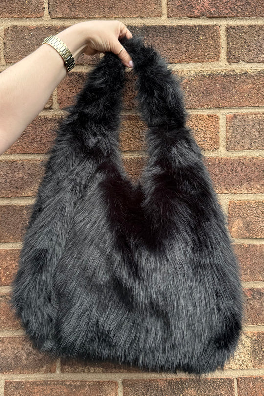 Black Luxe Faux Fur Shoulder Bag