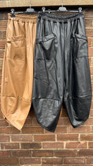 Black PU Cocoon Trousers