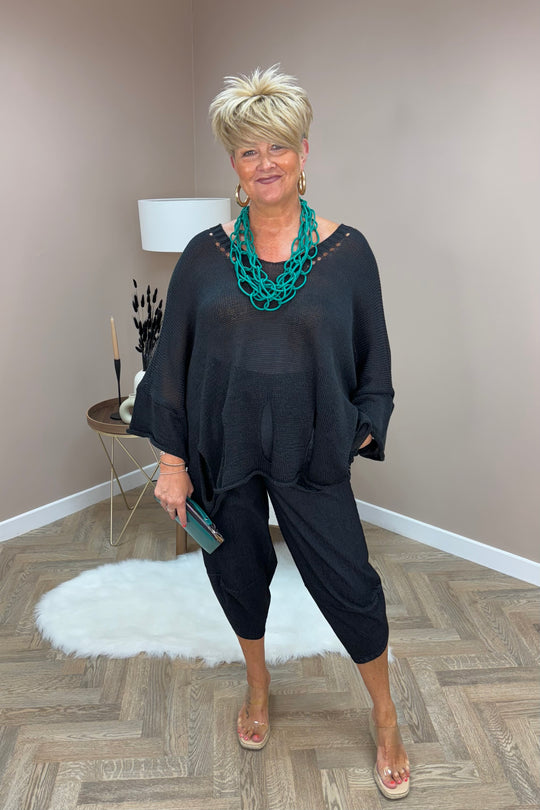 Black Denim Cocoon Trousers