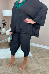 Black Denim Cocoon Trousers
