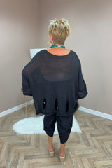 Black Denim Cocoon Trousers