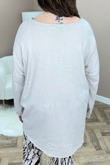 Beige Long Sleeve Layering Top