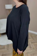 Black Long Sleeve Layering Top