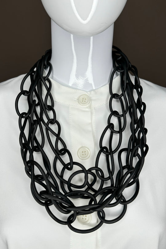 Black Short Chain Rubber Necklace