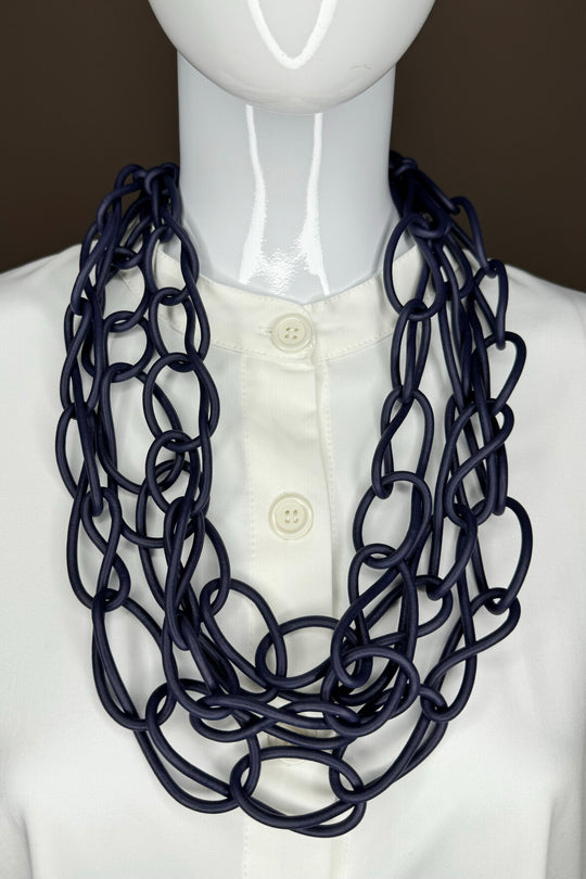 Navy Short Chain Rubber Necklace