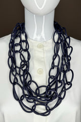 Navy Short Chain Rubber Necklace
