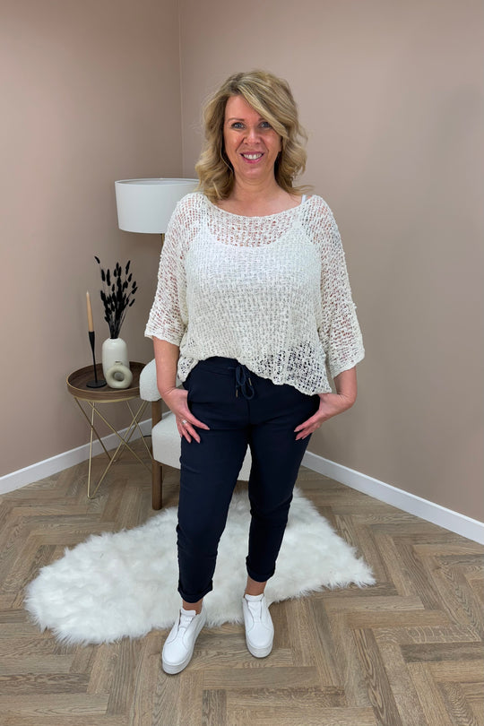 Navy Blue Magic Stretch Trousers