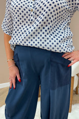 Navy Blue Cotton Cocoon Trousers