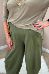 Khaki Green Cotton Cocoon Trousers