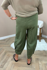 Khaki Green Cotton Cocoon Trousers