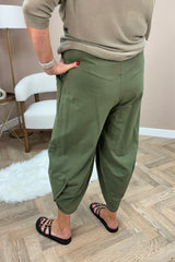 Khaki Green Cotton Cocoon Trousers