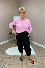 Black Cotton Cocoon Trousers