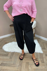 Black Cotton Cocoon Trousers