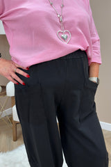 Black Cotton Cocoon Trousers
