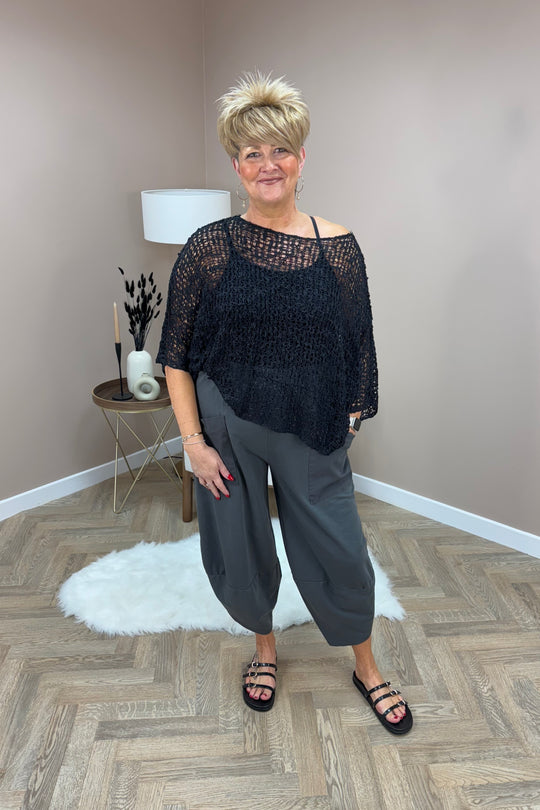 Charcoal Grey Cotton Cocoon Trousers