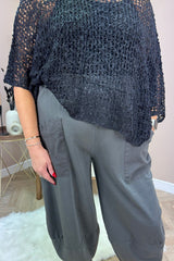 Charcoal Grey Cotton Cocoon Trousers