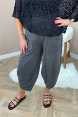Charcoal Grey Cotton Cocoon Trousers