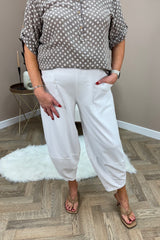White Cotton Cocoon Trousers