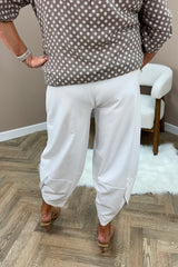White Cotton Cocoon Trousers