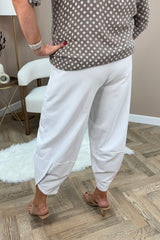 White Cotton Cocoon Trousers