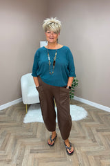 Chocolate Cotton Cocoon Trousers