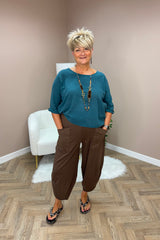 Chocolate Cotton Cocoon Trousers