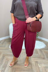 Raspberry Cotton Cocoon Trousers