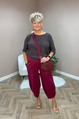 Raspberry Cotton Cocoon Trousers